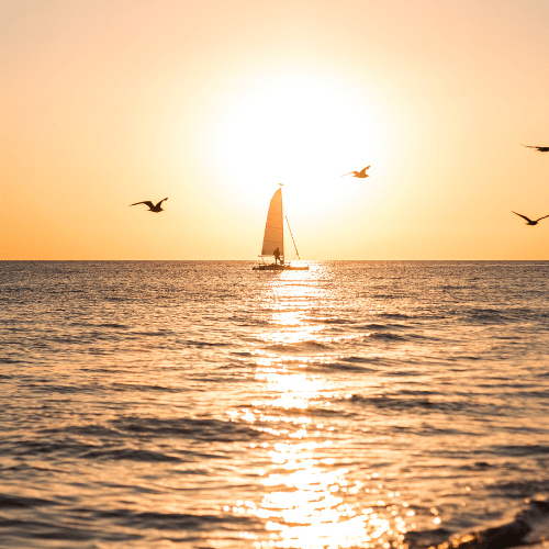 Day sailing aboard a Catalina sailboat