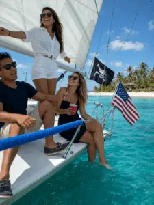 Crew moves leeward on a Sailboat