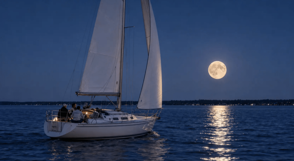 moonrise sailing on lake st clair